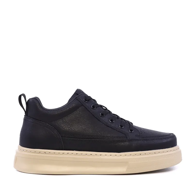Sneakers high top bărbați negri din piele 1922BG6632N