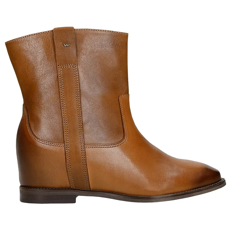 Botine din piele maro cu toc ascuns damă