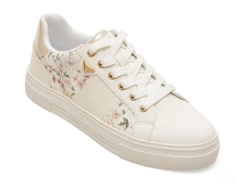 Pantofi sport albi, SADDIE 965, din piele ecologica
