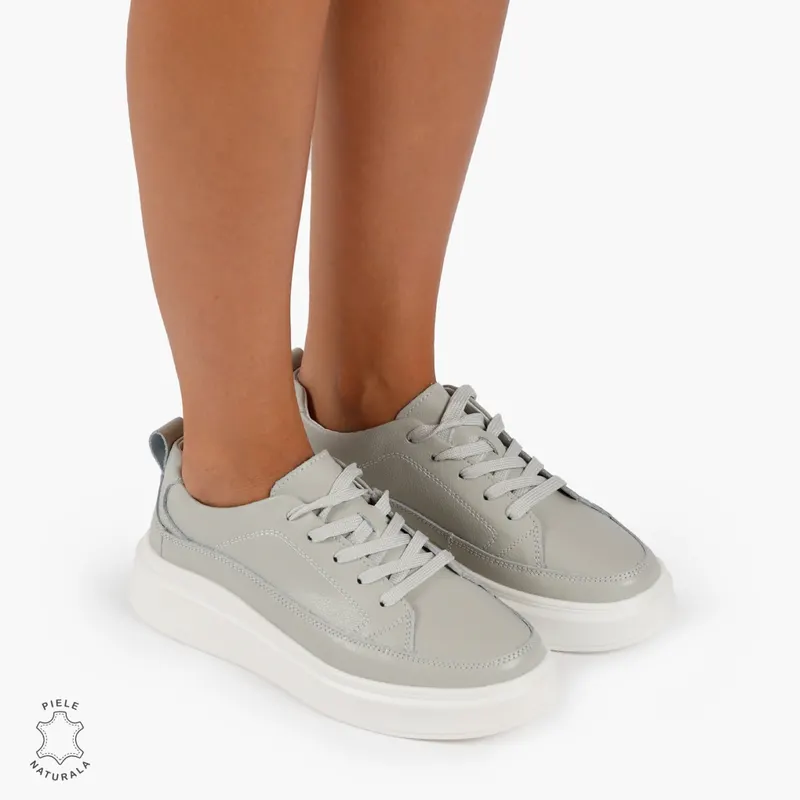 Pantofi Casual de dama din Piele Naturala CU TALPA INALTA CRL1210 GRI