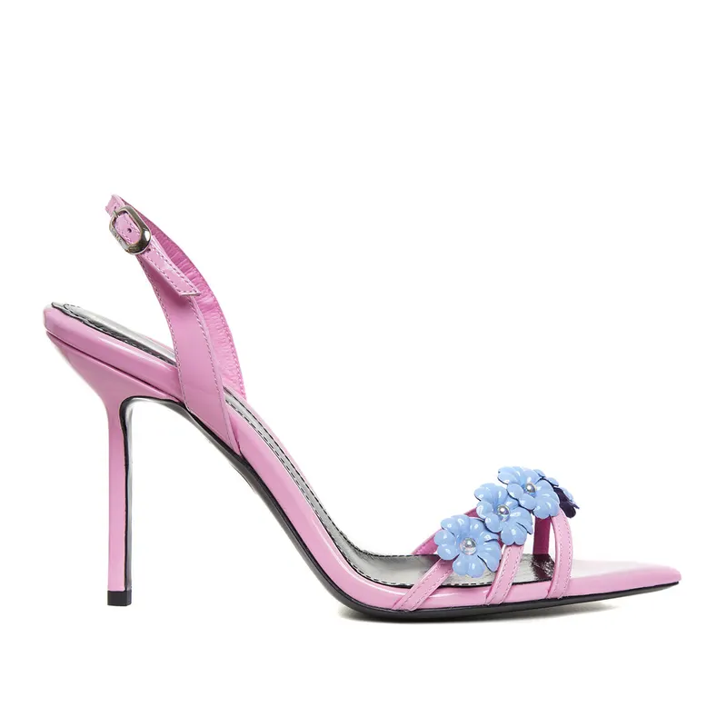 Sandale Amelie Piele Lacuita, Roz/Blue - Premium Collection
