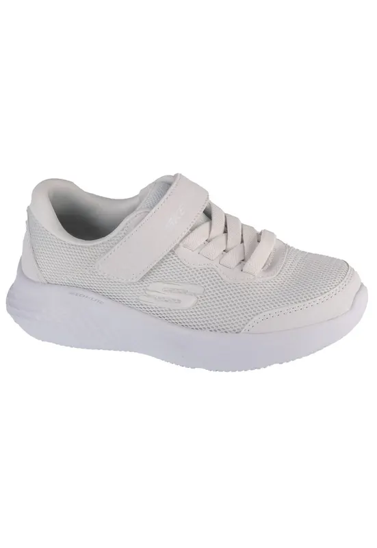 Pantofi sport Skech-Lite Pro cu insertii de piele ecologica si velcro - Alb