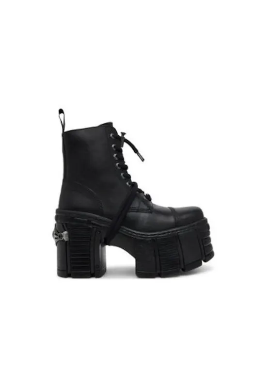 Botine dama M-TM001-C4 - Piele naturala - Negru - Negru
