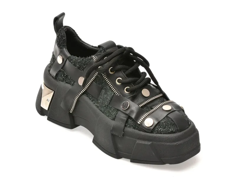 Pantofi sport negri, 431031, din piele naturala
