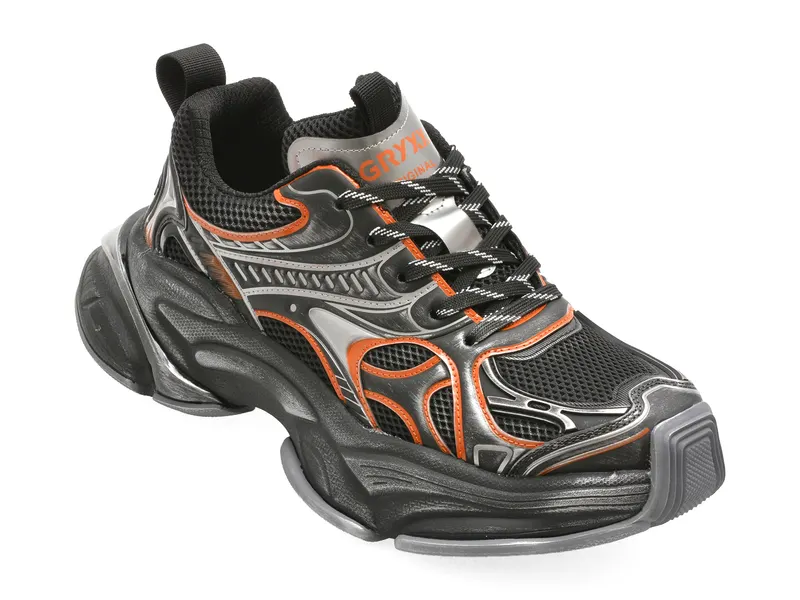 Pantofi sport negri, 66633, din material textil