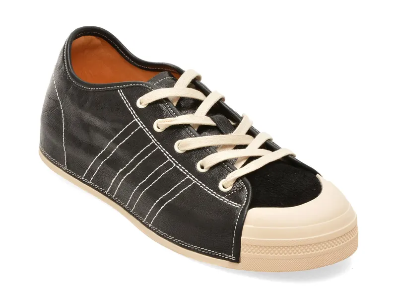 Pantofi sport negri, P5077, din piele naturala