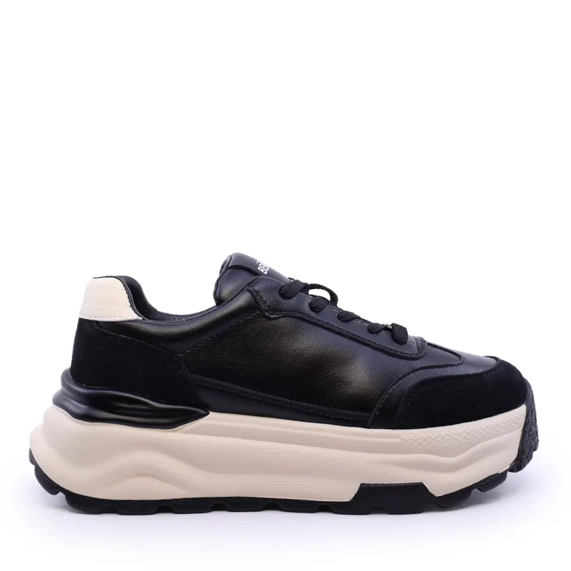 Sneakers femei negri din piele 3742dp036n
