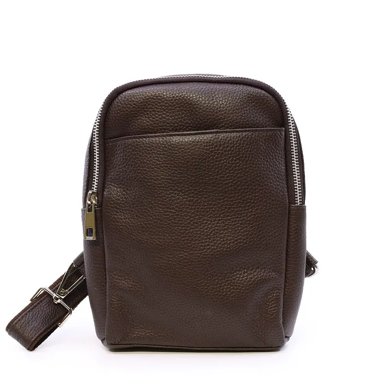 Geantă crossbody bărbați maro din piele 263BGEA6499M