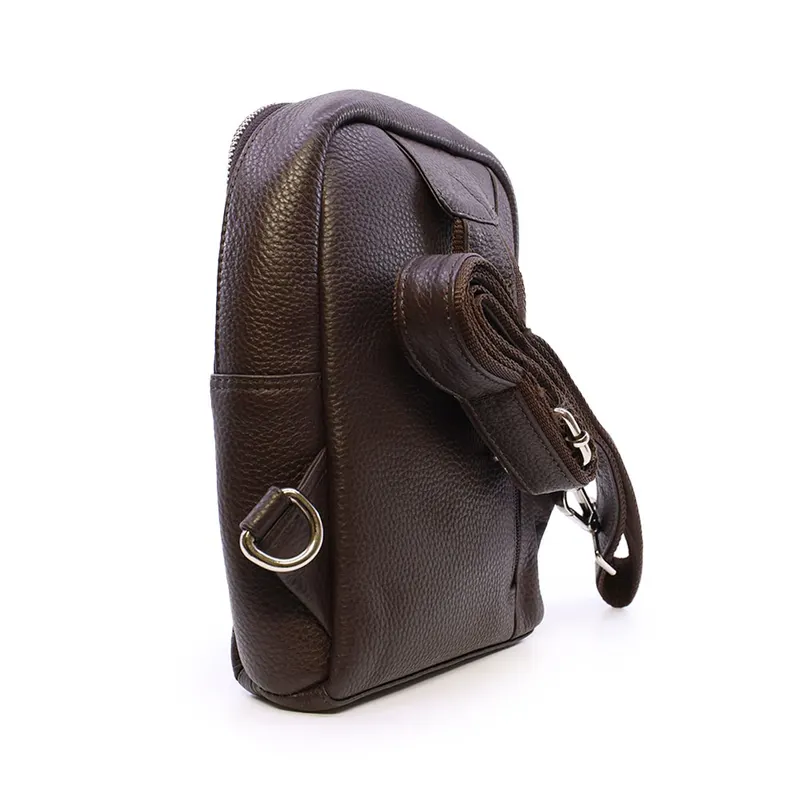 Geantă crossbody bărbați maro din piele 263BGEA6499M — imaginea 2
