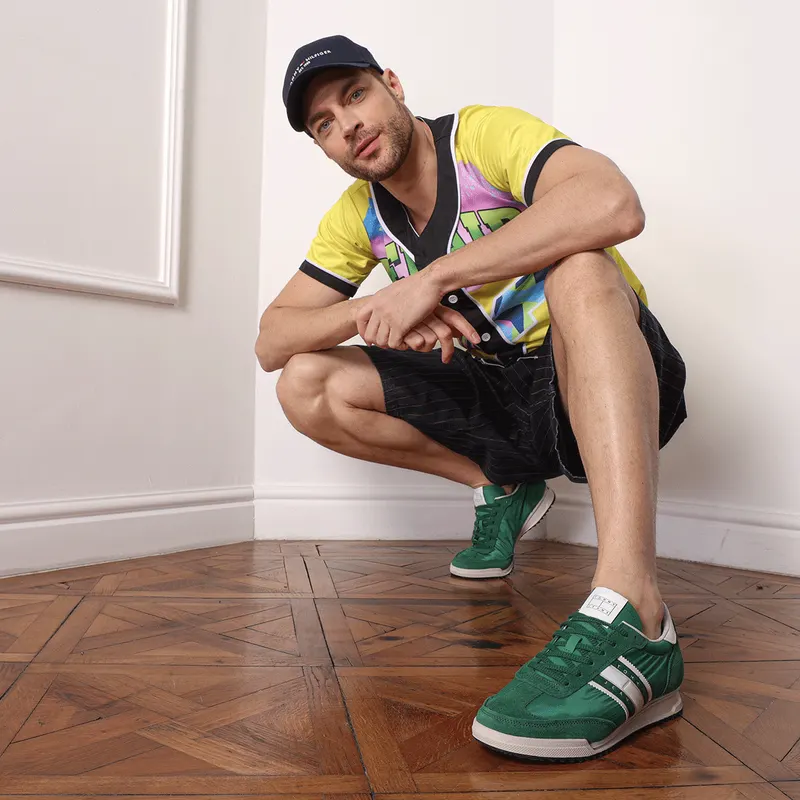 Sneakers bărbați Tommy Jeans verzi din piele întoarsă 3419BP1527V — imaginea 2