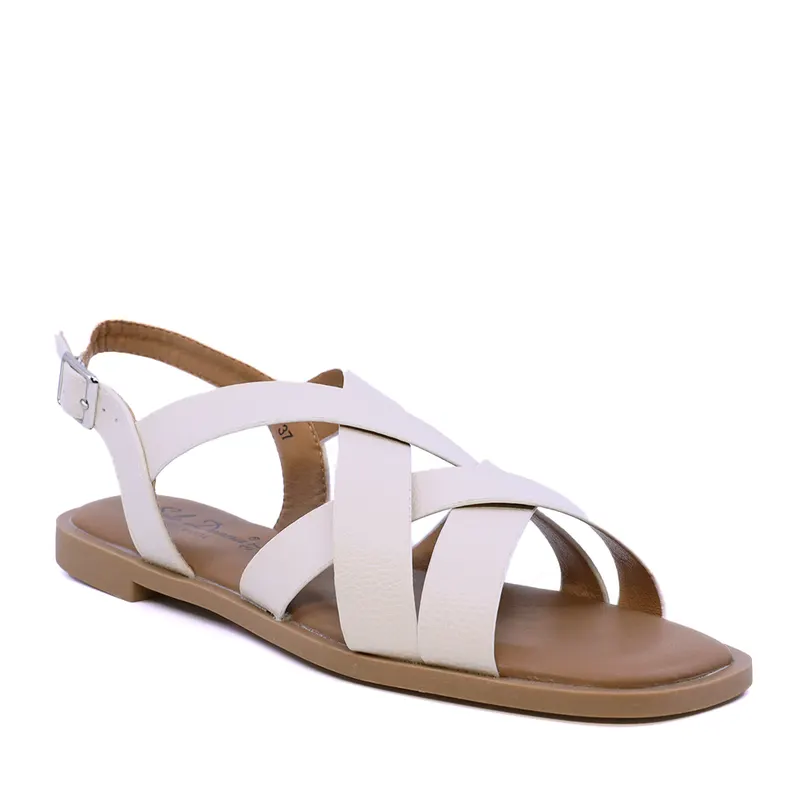 Sandale cu barete suprapuse femei Solo Donna albe 2549DS9412A — imaginea 2