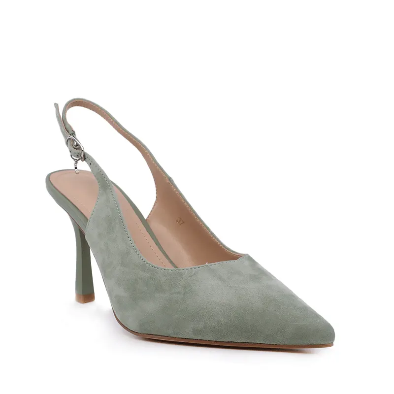 Pantofi stiletto slingback femei Luca di Gioia verzi din piele întoarsă 1261DD7301VV — imaginea 2