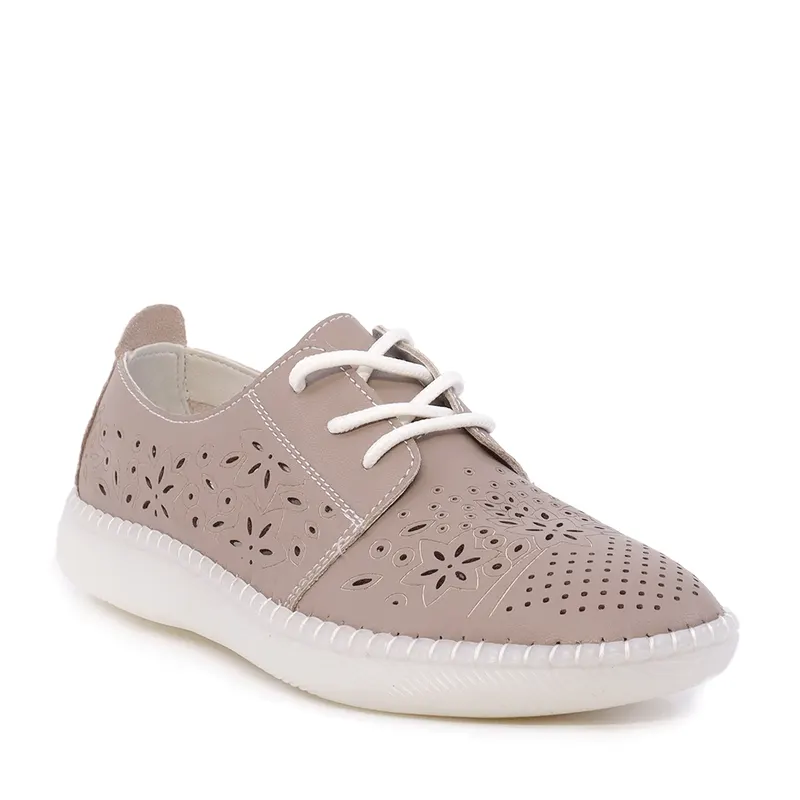 Pantofi cu perforații femei taupe din piele 1311DPF4100TA — imaginea 2