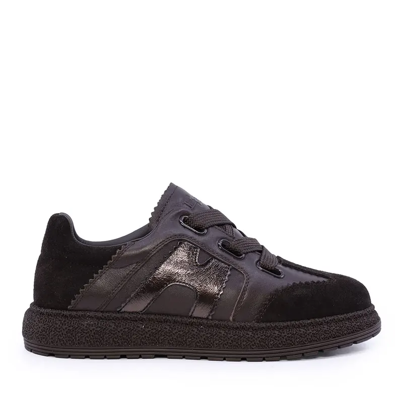 Sneakers cu șiret gros femei Enzo Bertini negri din piele 3052DP2512VN