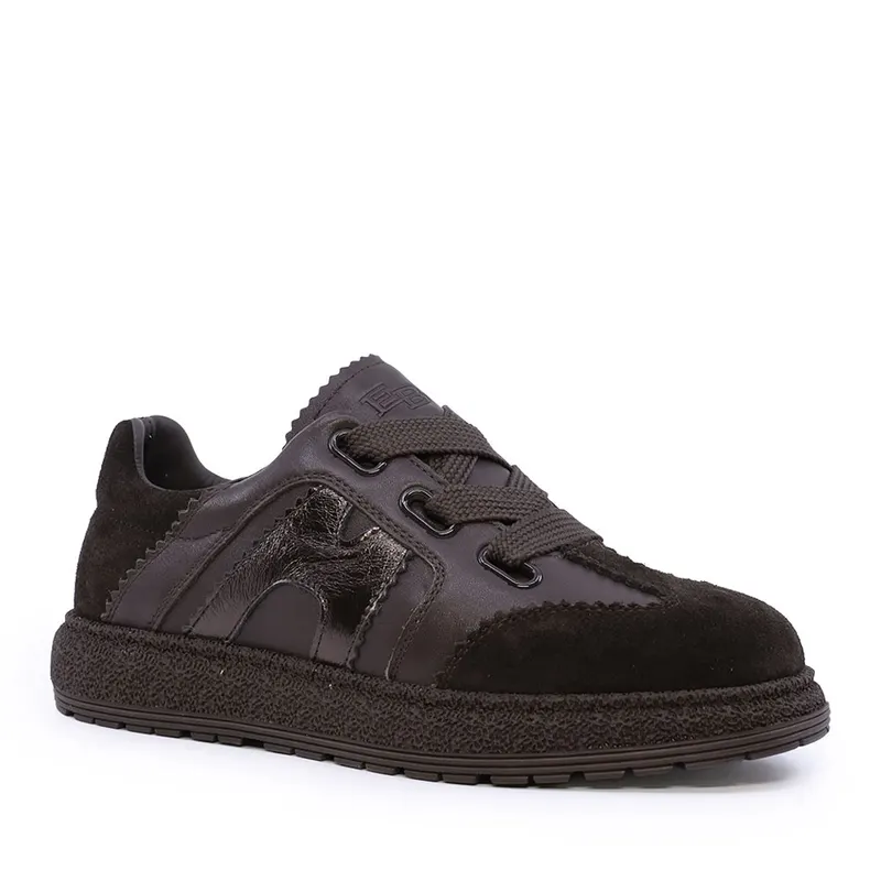 Sneakers cu șiret gros femei Enzo Bertini negri din piele 3052DP2512VN — imaginea 2
