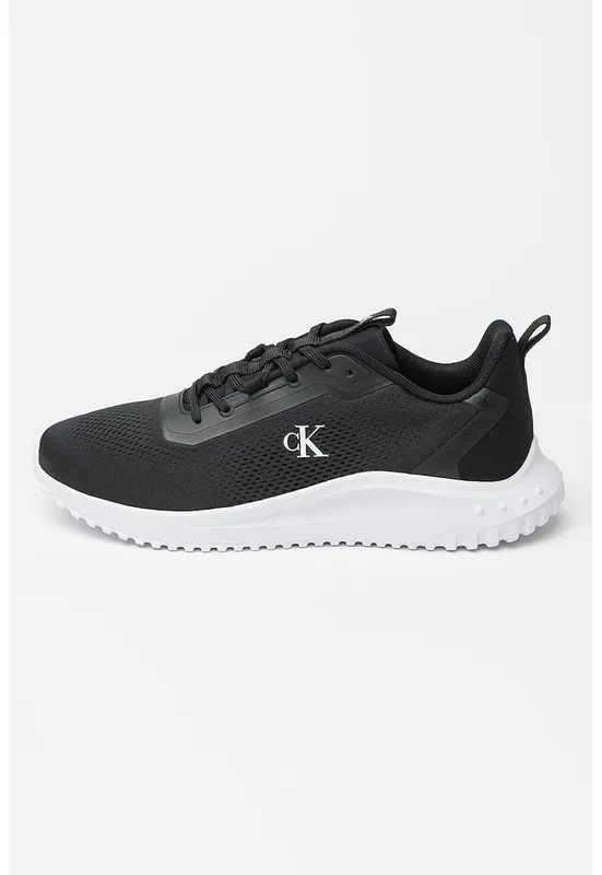 Pantofi sport low-cut din material textil - Negru/Alb optic
