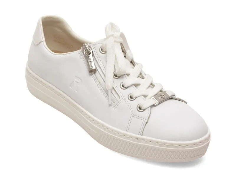 Pantofi sport RIEKER albi, L59L1, din piele naturala