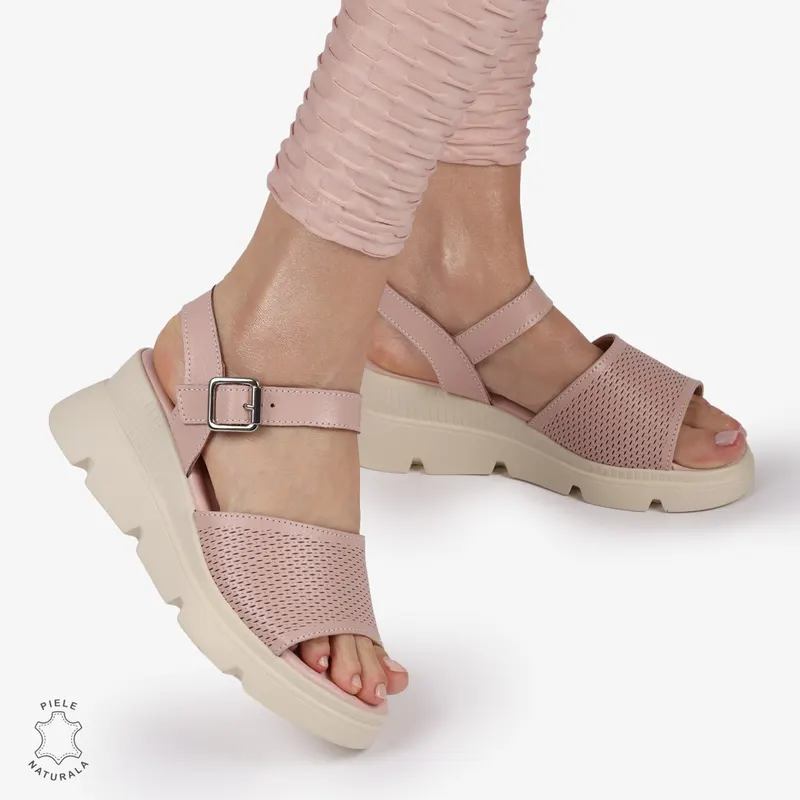 SAndale DAMA DIN PIELE NATURALA CU TALPA INALTA CRL1420 ROZ