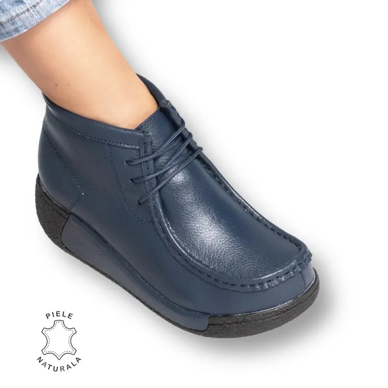 Ghete DAMA din PIELE NATURALA CRL0910 BLEUMARIN