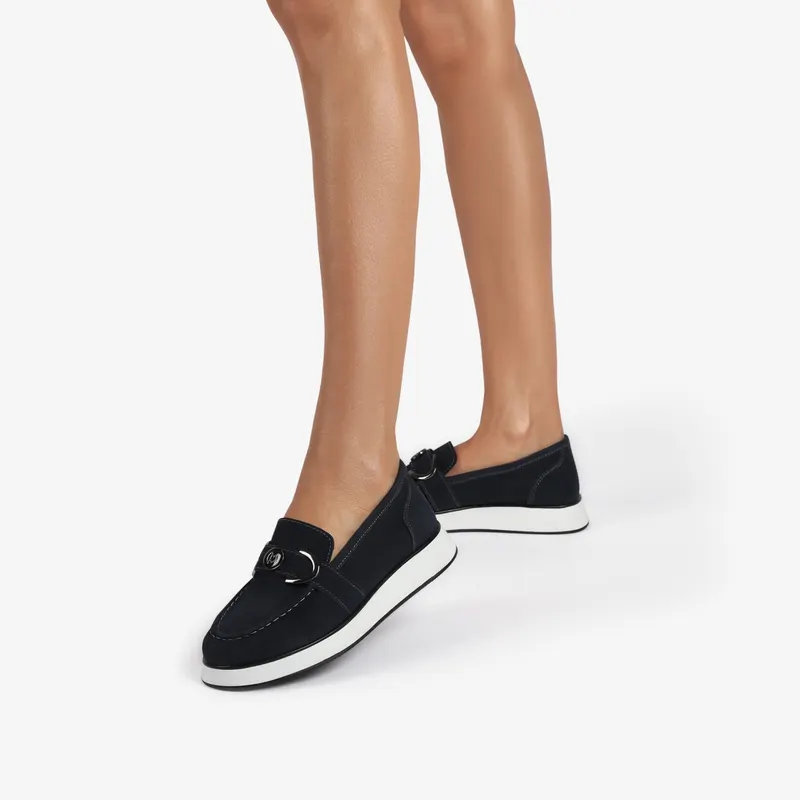 Mocasini dama din Piele Naturala Intoarsa CRL0840 NAVY