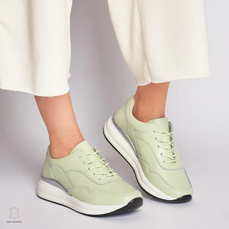 Pantofi Casual dama din Piele naturala Multicolor CRL1234 VERDE