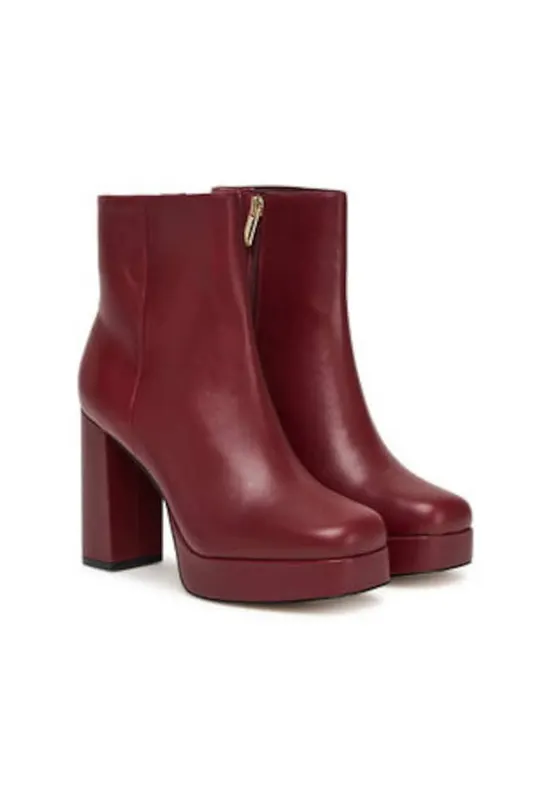 Botine dama - piele naturala - rosu