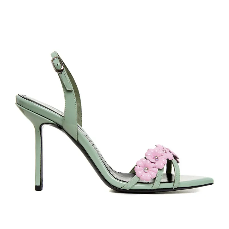 Sandale Amelie Piele Lacuita, Mint/Roz - Premium Collection