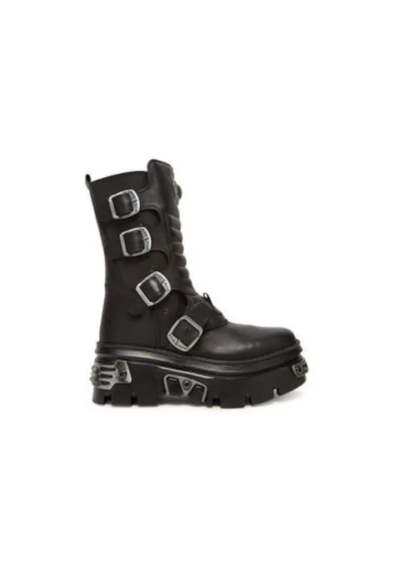 Botine dama M-WALL373N-C1 - Piele naturala - Negru - Negru