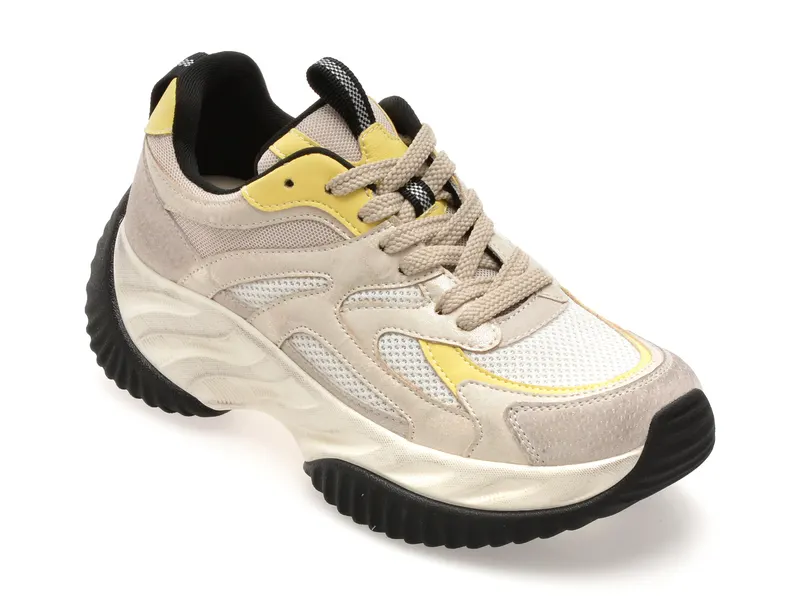Pantofi sport bej, A909, din material textil