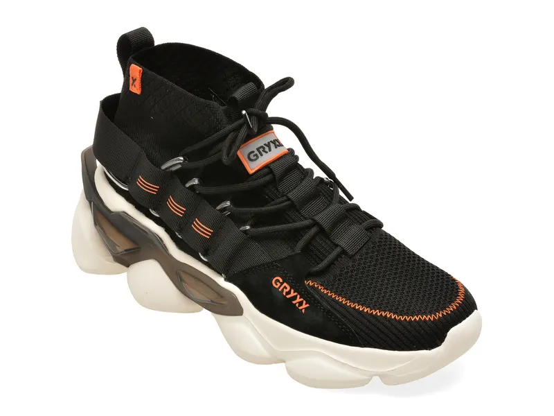 Pantofi sport negri, 25344, din material textil