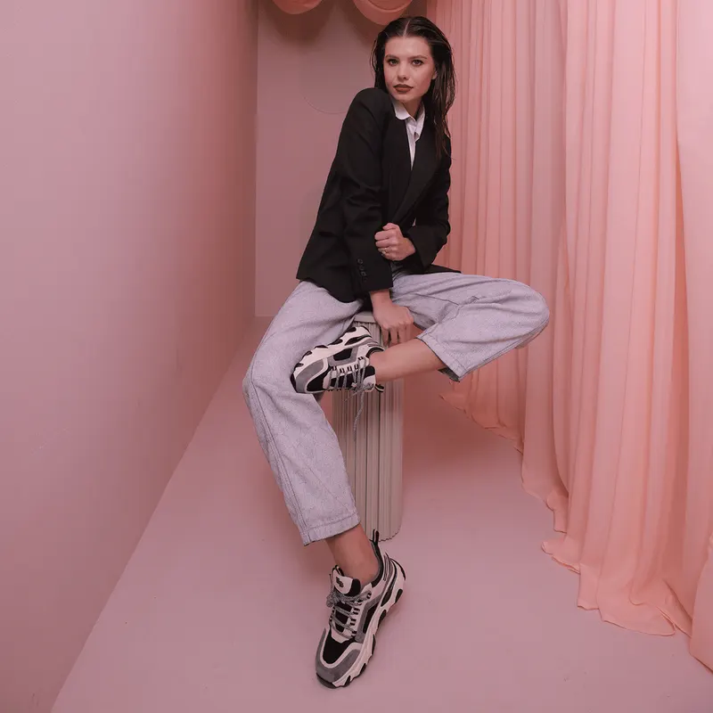 Sneaker femei Enzo Bertini gri din piele și piele întoarsă 1391DP1610VGR — imaginea 2