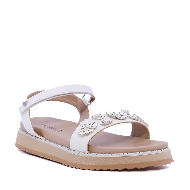 Sandale cu floricele fete albe 2571FS6146A — imaginea 2
