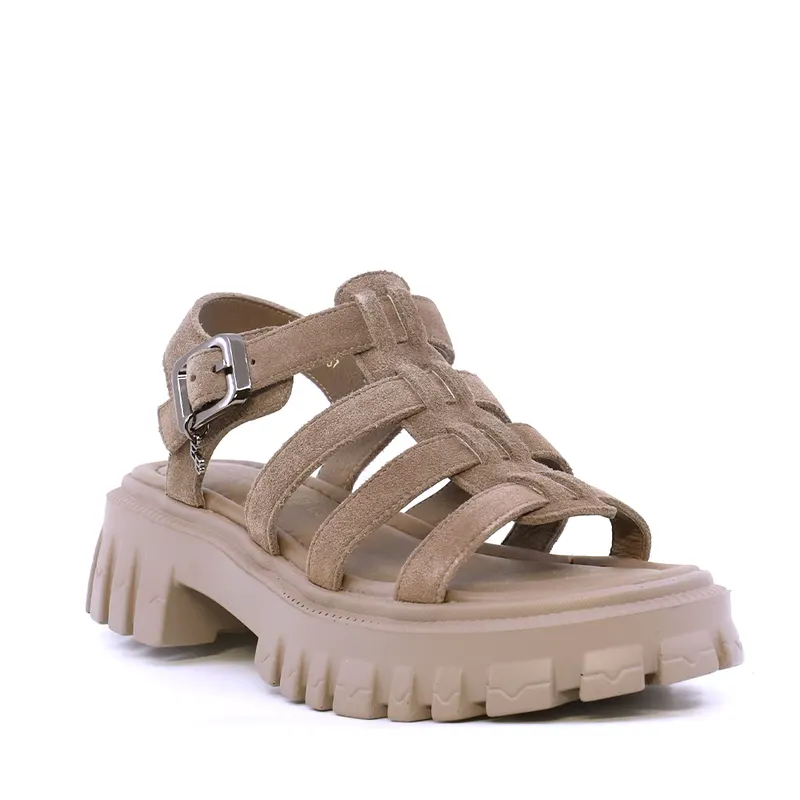 Sandale chunky femei Enzo Bertini taupe din piele întoarsă 1391DS8972VTA — imaginea 2