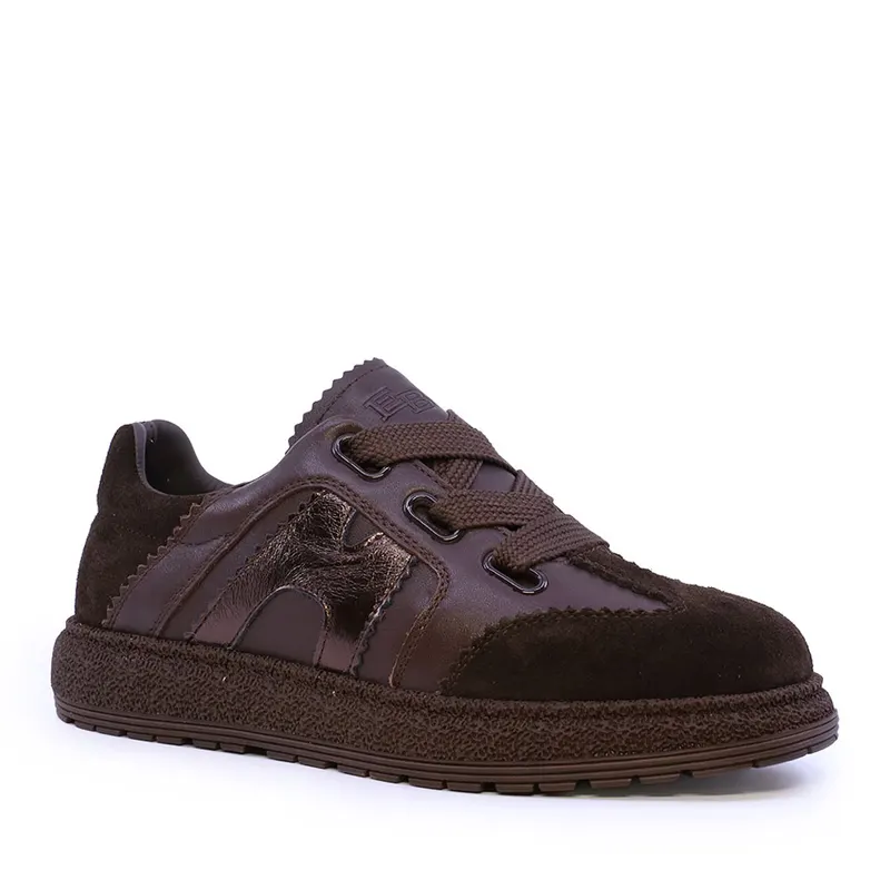 Sneakers cu șiret gros femei Enzo Bertini maro din piele 3052DP2512VM — imaginea 2
