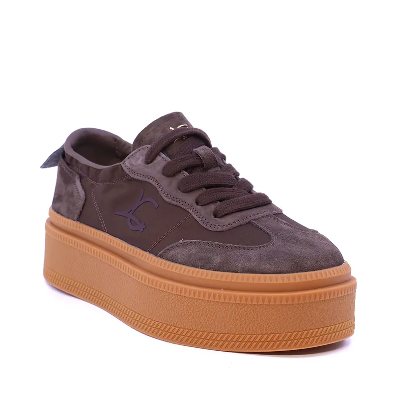 Sneakers femei Luca di Gioia maro din piele întoarsă și textil 1292DP9100VM — imaginea 2