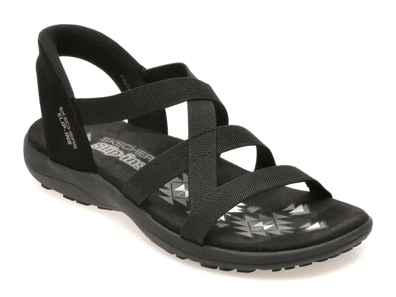 Sandale SKECHERS negre, REGGAE SLIM, din material textil