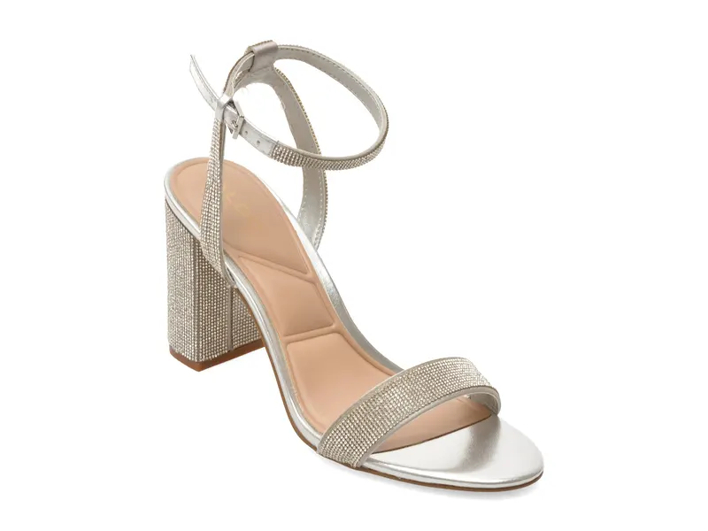 Sandale elegante ALDO argintii, RHIANNON 040, din piele ecologica