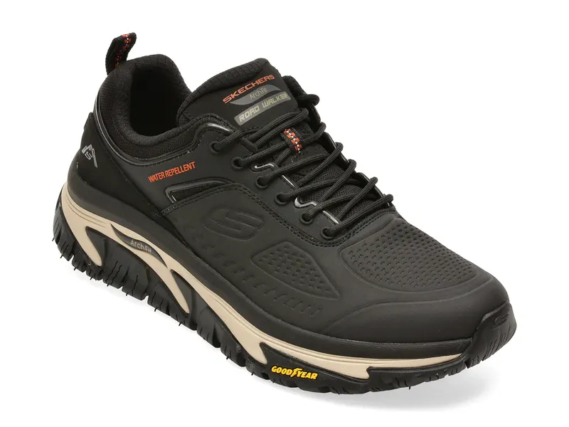 Pantofi sport SKECHERS negri, ARCH FIT ROAD WALKER, din piele ecologica