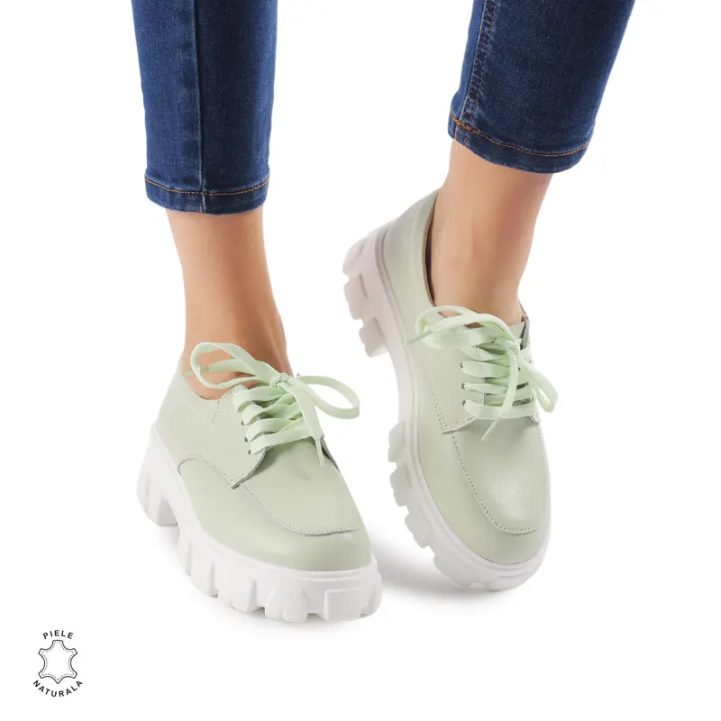 Pantofi casual dama din Piele naturală CRL0109 VERDE