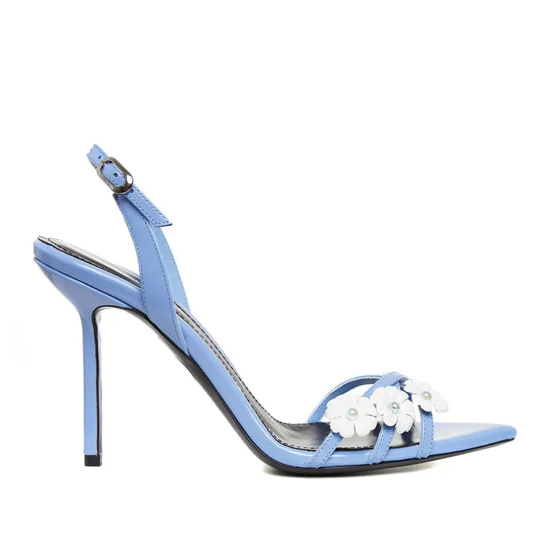 Sandale Amelie Piele Lacuita, Blue/Alb - Premium Collection