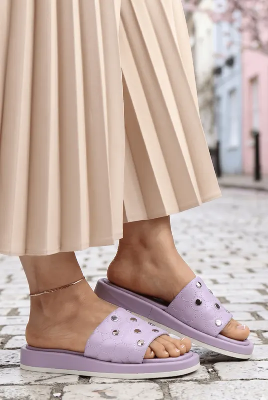 Papuci Dama din Piele Mov cu Accesorii - Tosca LILA