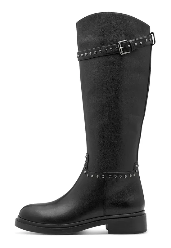 Cizme lungi din piele - Negru