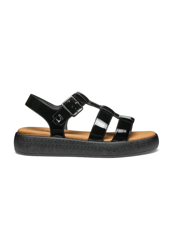 Sandale joase gladiator din piele ecologica cu platforma - Negru
