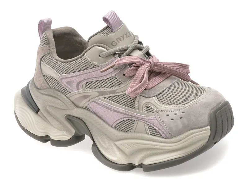 Pantofi sport gri, 1691, din material textil