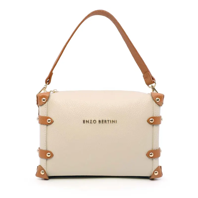Poșetă satchel femei Enzo Bertini bej din piele naturală 154posp3582beco