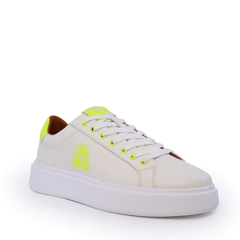 Sneakers bărbați Enzo Bertini albi cu verde din piele 2929BP027AV — imaginea 2
