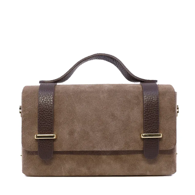 Poșetă mini crossbody femei Luca di Gioia taupe din piele întoarsă 144POSP3644VTA
