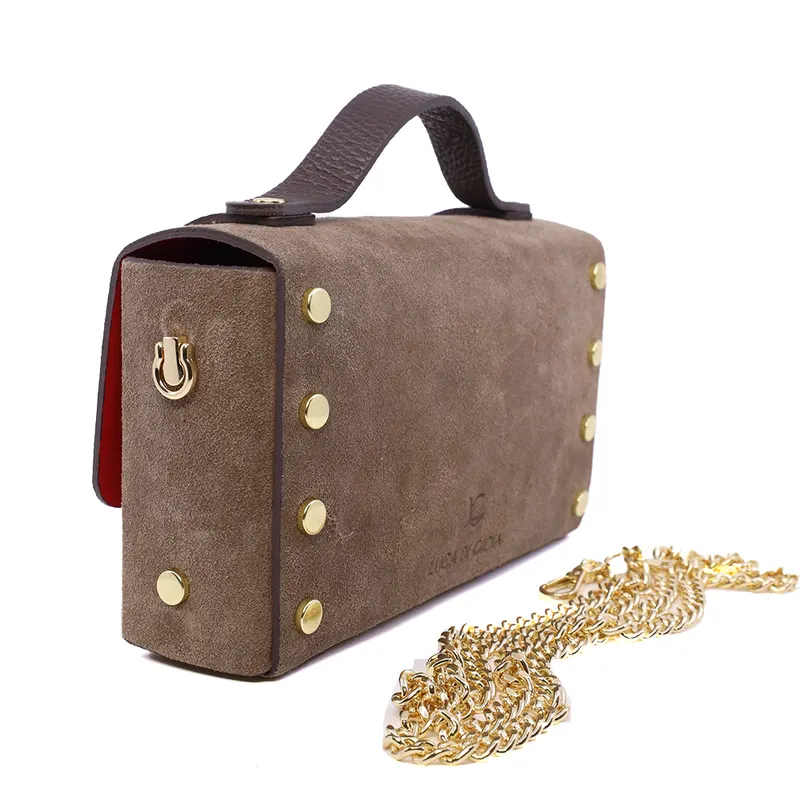 Poșetă mini crossbody femei Luca di Gioia taupe din piele întoarsă 144POSP3644VTA — imaginea 2