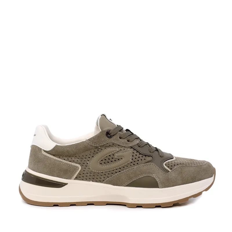Sneakers bărbați Alberto Guardiani Levante Punched Suede verzi din piele 811BPF61031VV