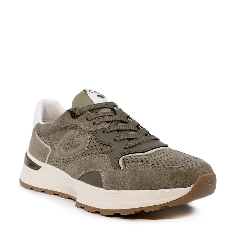 Sneakers bărbați Alberto Guardiani Levante Punched Suede verzi din piele 811BPF61031VV — imaginea 2